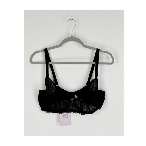 Savage X Fenty Floral Lace Unlined Bra Black Caviar Womens Size 38D New Wired - Picture 6 of 12